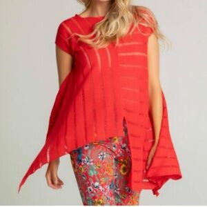 Gabby Isabella Eggshell White* asymmetrical hem drop shoulder sleeveless sweater